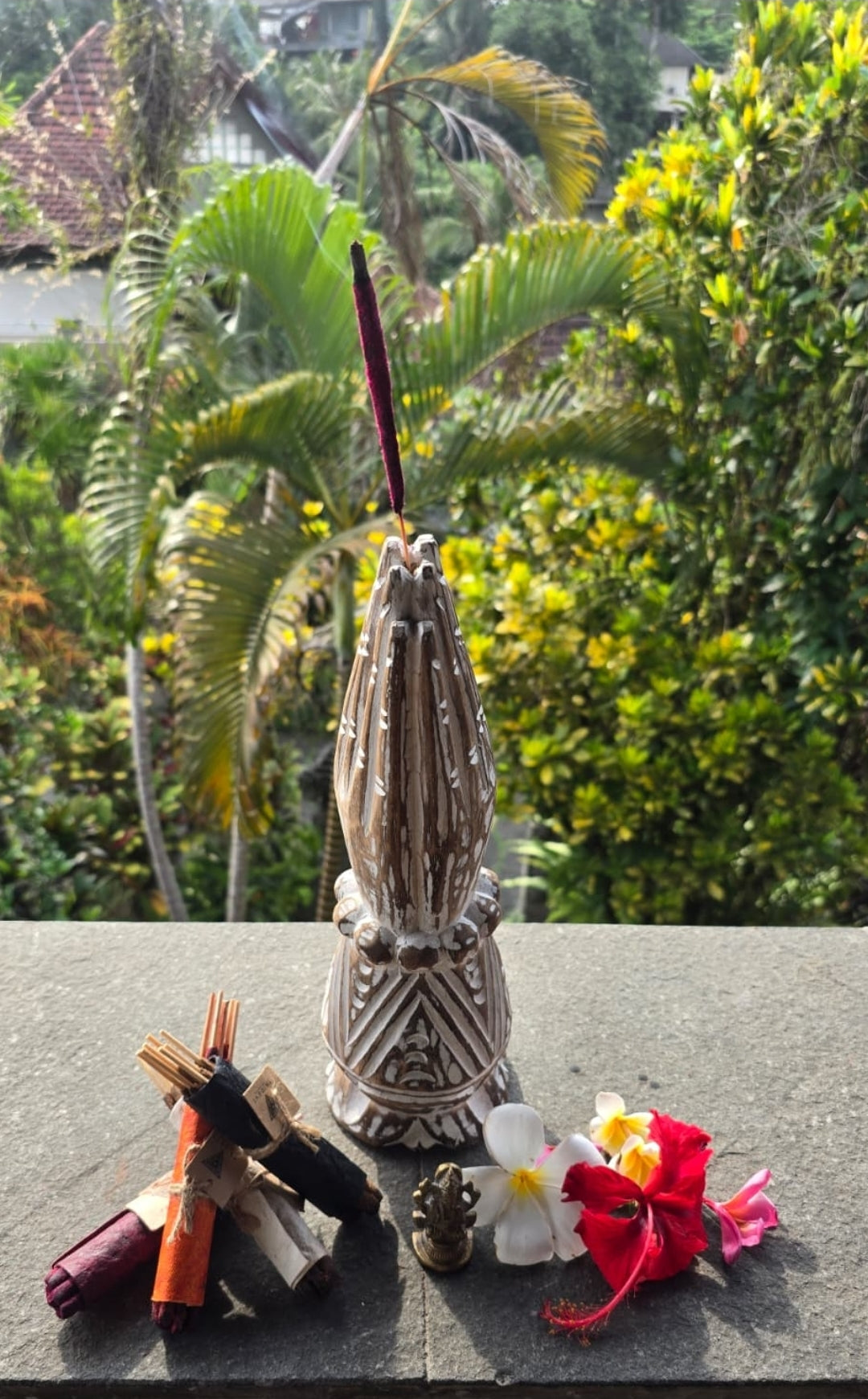 Limited Hand carved Wood Prayer Hands Incense Holder