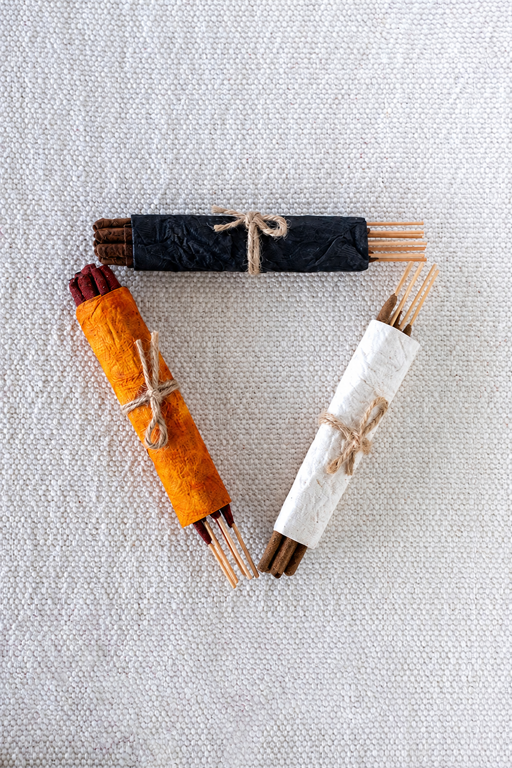 TrīDevī Trinity Bundle with Sweet Sandalwood, Mixed Flower and Red Lotus hand-rolled incense